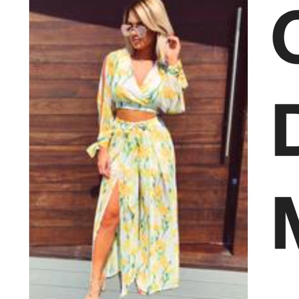 Yellow floral set NWT NEVER WORN